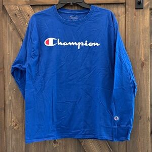 Champion Men's Blue Long Sleeve Shirt